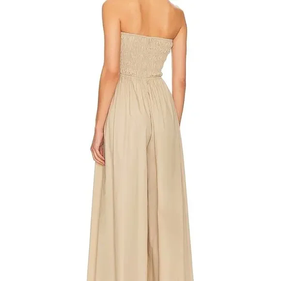 NWT Misa Los Angeles Andrea Strapless Jumpsuit, Sand, L - Picture 3 of 3